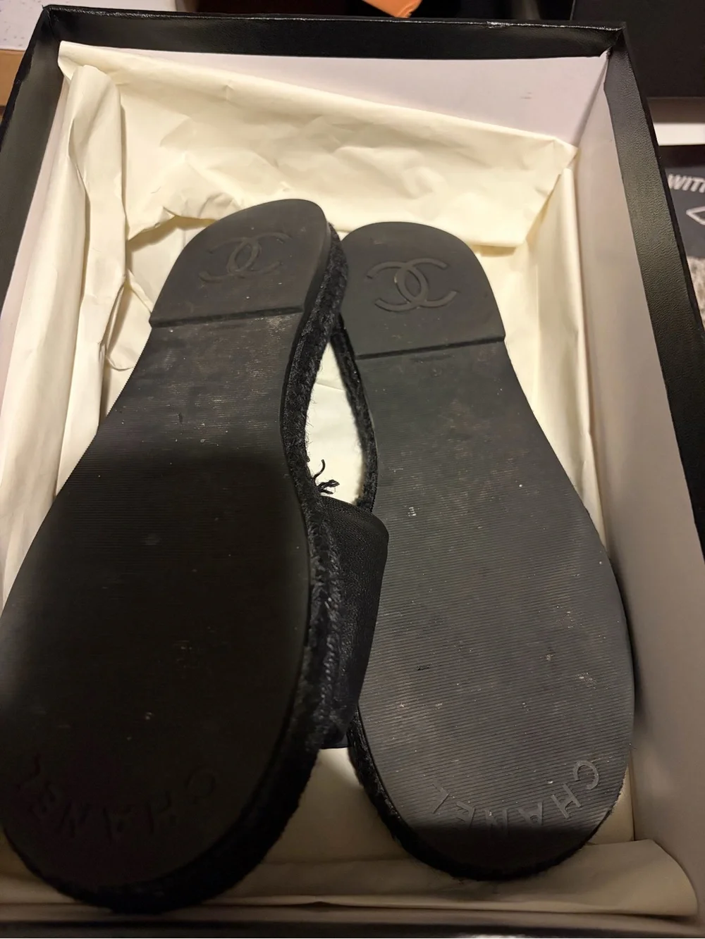 Chanel Black Leather Slide Mules with Interlocking Logo